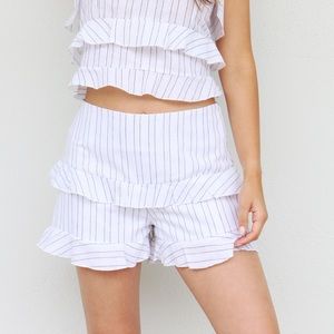 white ruffle shorts